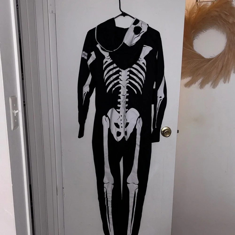 Tipsy Elves Skeleton Jumpsuit in Black and White